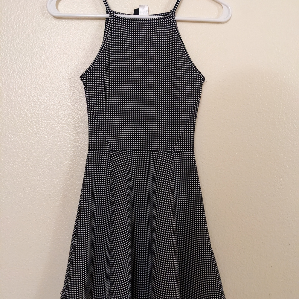 Divided Black and Gray Halter A-Line Mini Dress